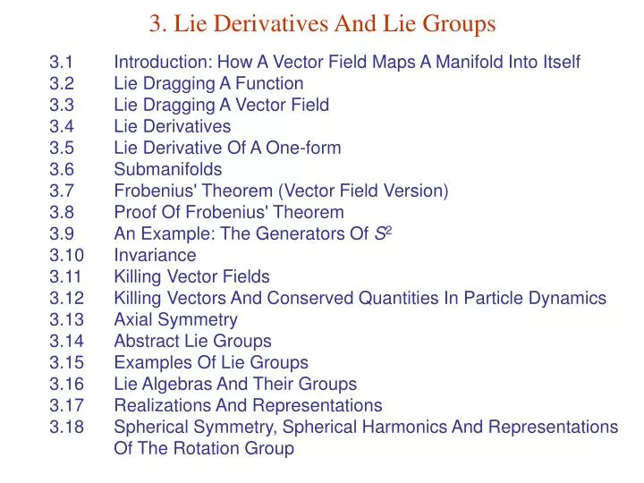 3 lie derivatives and lie groups n.