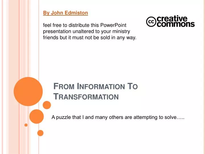 from information to transformation n.
