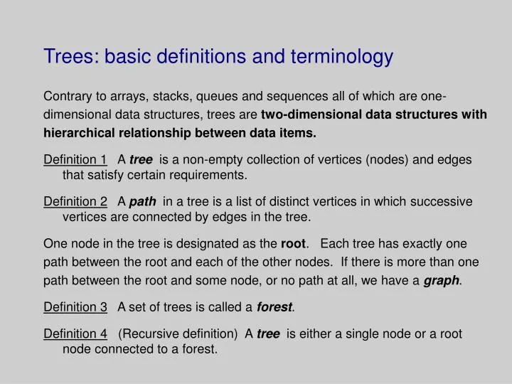 PPT - Trees: basic definitions and terminology PowerPoint Presentation -  ID:549576