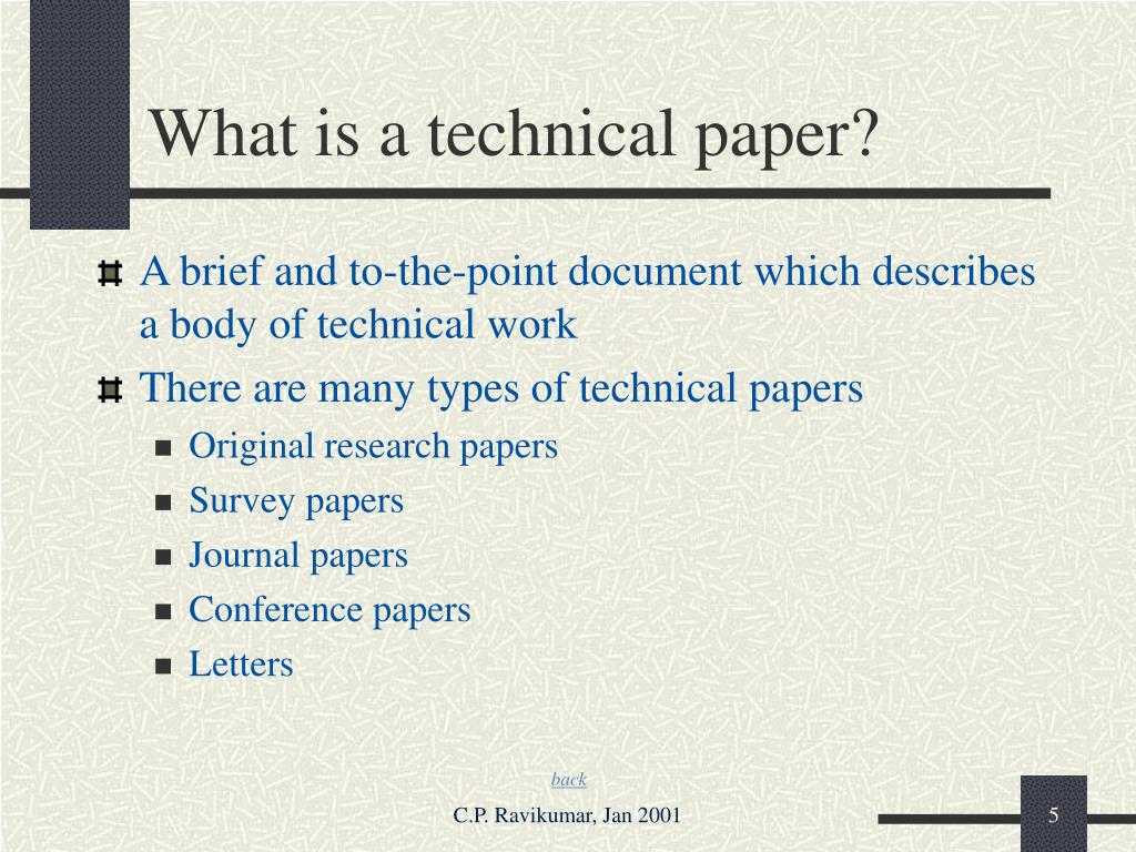 technical paper presentation meaning