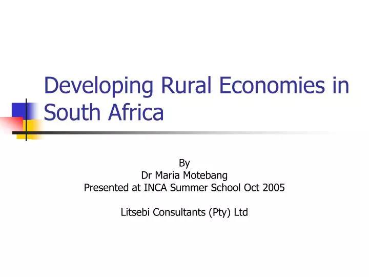 developing rural economies in south africa n.