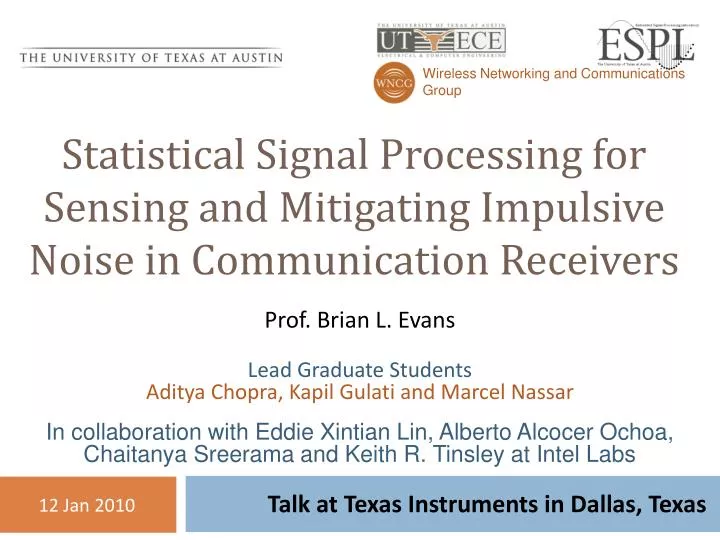 PPT Statistical Signal Processing for Sensing and Mitigating