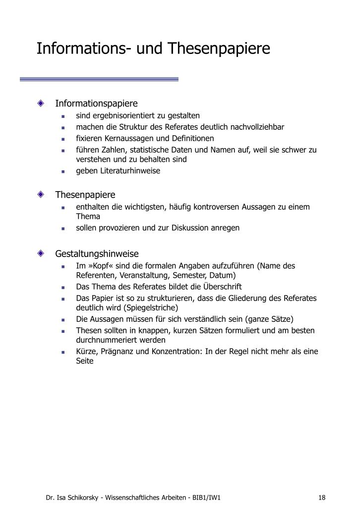 Einführung In Das Wissenschaftliche Arbeiten PPT - Einführung in das wissenschaftliche Arbeiten Übung (1H12) Dr. Isa