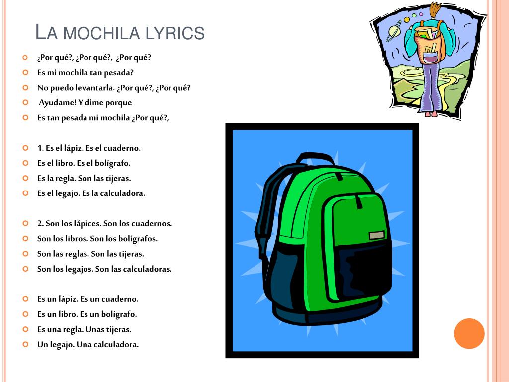 Empírico carolino foro PPT - La mochila lyrics PowerPoint Presentation - ID:555276