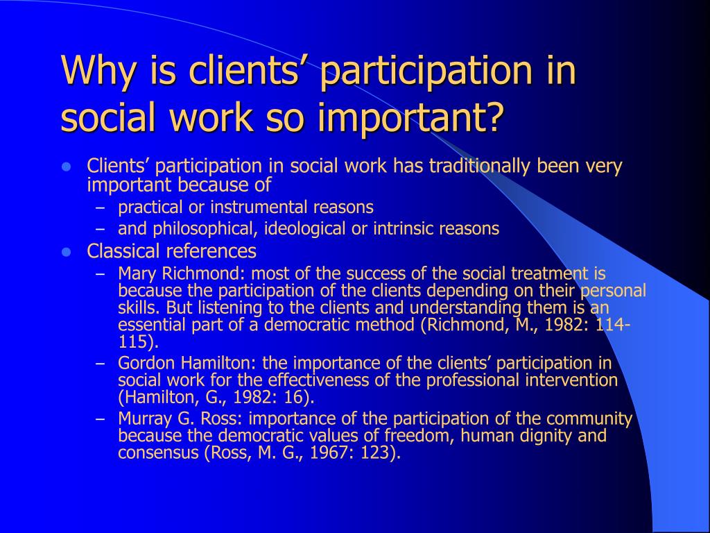 participation of the client in problem solving in social work