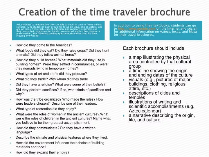 creation of the time traveler brochure n.