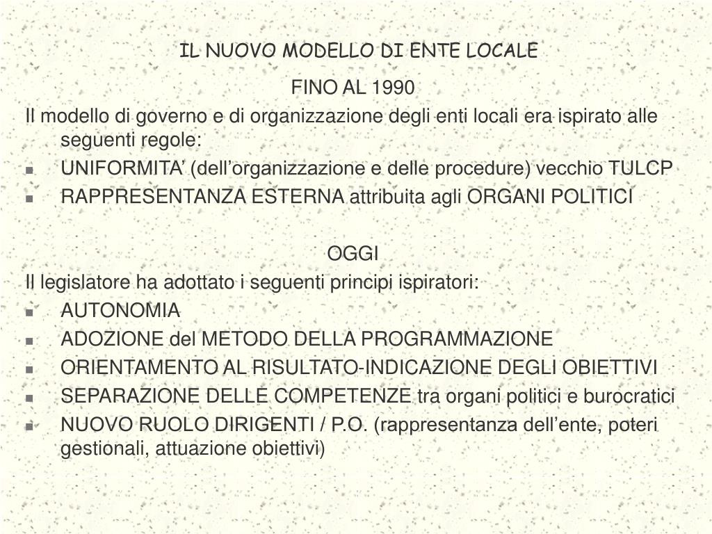 La Regione è Un Ente Locale PPT - LE FONTI DEL DIRITTO E IL FUNZIONAMENTO DELL’ENTE LOCALE