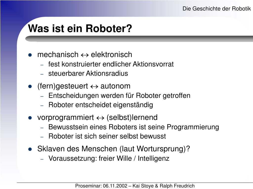 PPT - Proseminar: Roboter & Aktivmedien PowerPoint Presentation, free  download - ID:557472