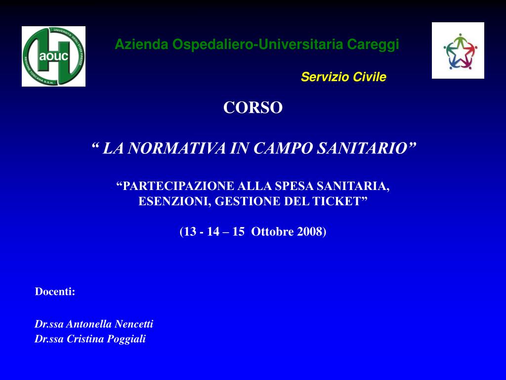 PPT - Azienda Ospedaliero-Universitaria Careggi Servizio Civile PowerPoint  Presentation - ID:557950