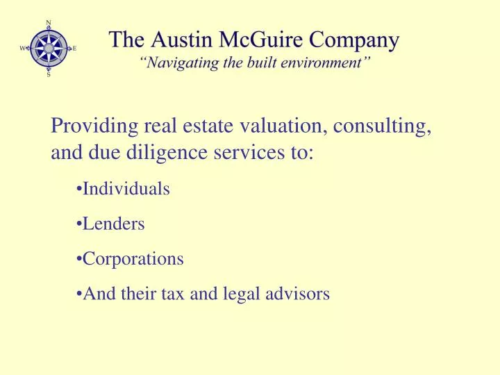 PPT Providing real estate valuation, consulting, and due diligence