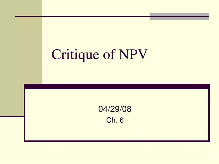 critique of npv n.