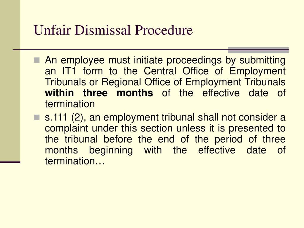 PPT - CHAPTER 12 Unfair dismissal (1): Exclusions and the meaning of  dismissal PowerPoint Presentation - ID:1219505