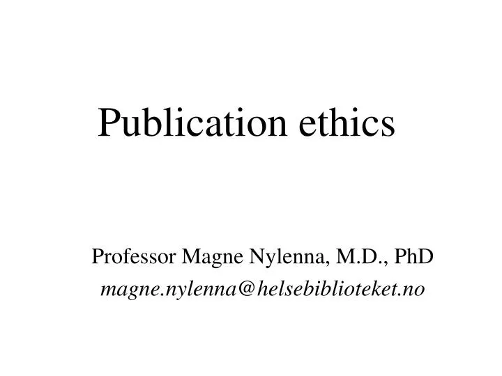 publication ethics n.