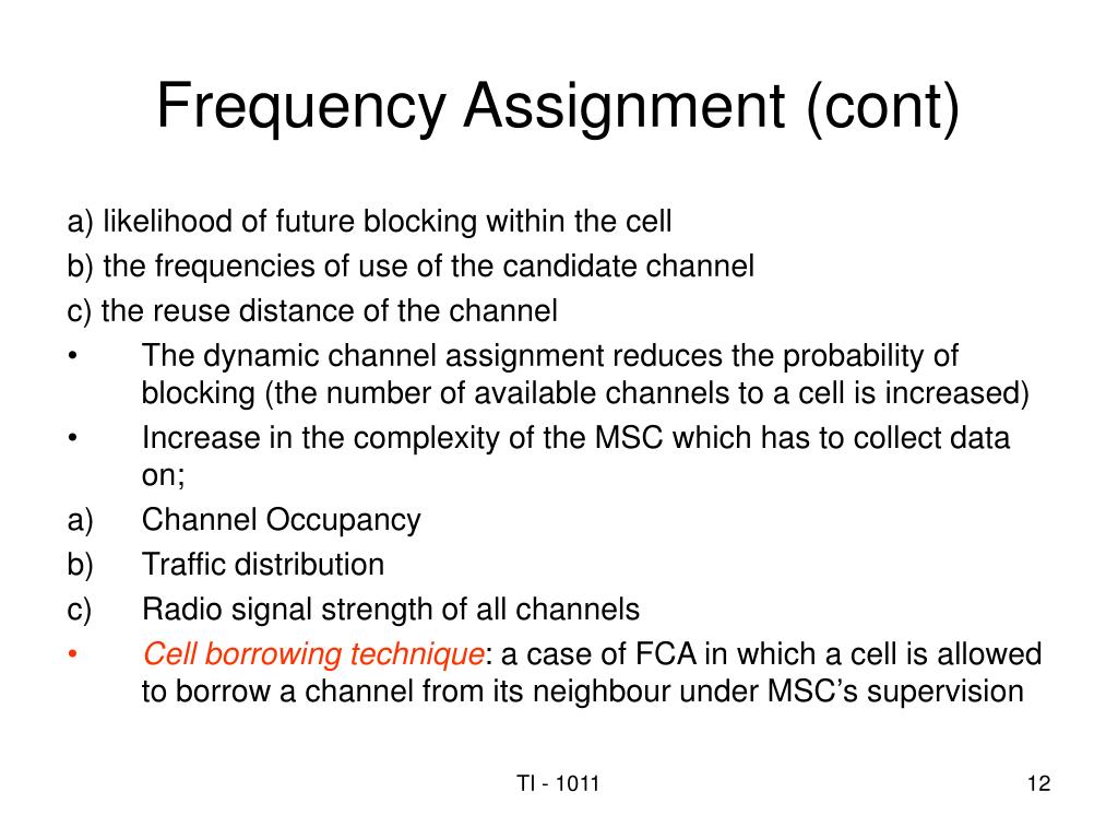 frequency assignment process