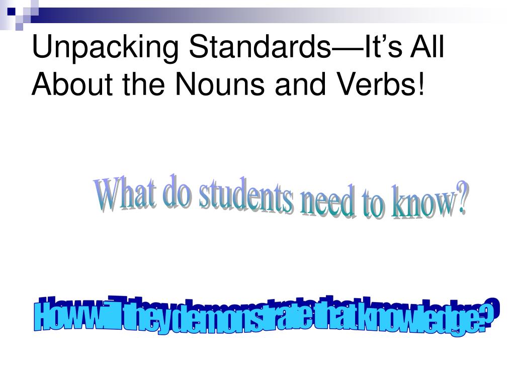 unpacking the standards template