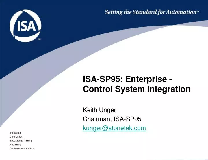 PPT - ISA-SP95: Enterprise -Control System Integration PowerPoint ...