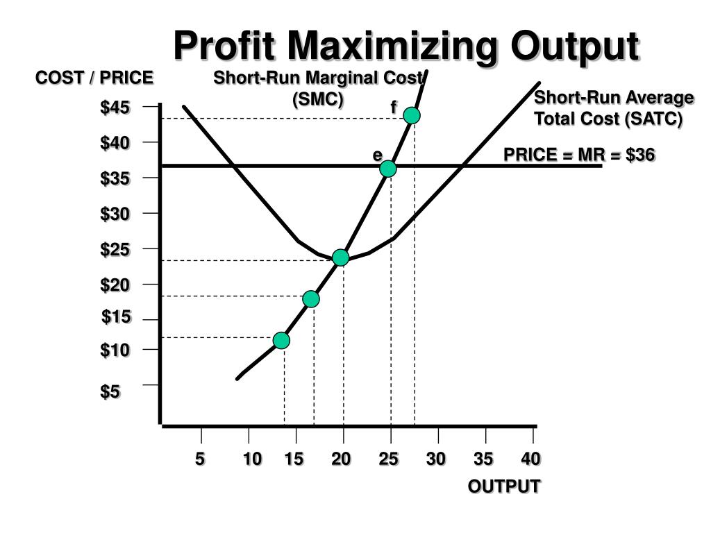Profit maximizing Rule. Output level