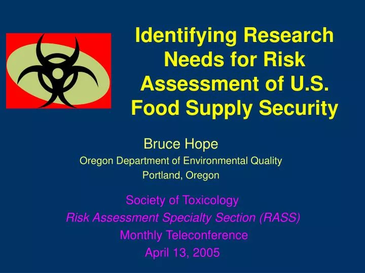 society of toxicology risk assessment specialty section rass monthly teleconference april 13 2005 n.