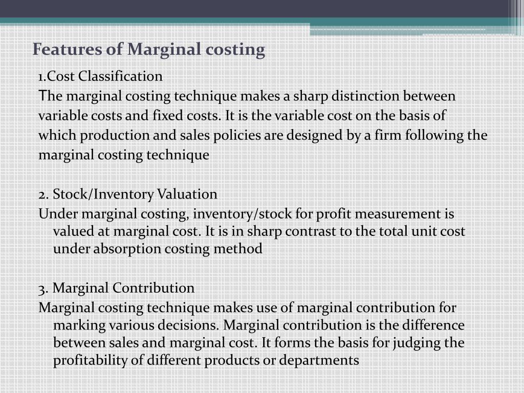 marginal costing method