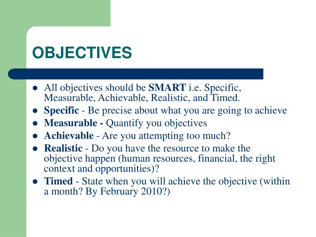 what is a good objective for a presentation