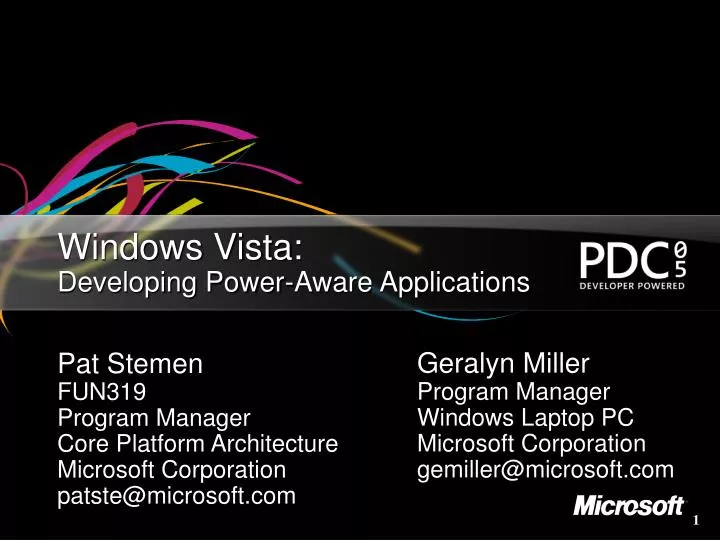 windows vista developing power aware applications n.