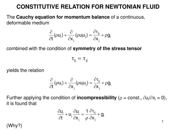 PPT CONSTITUTIVE RELATION FOR NEWTONIAN FLUID PowerPoint Presentation