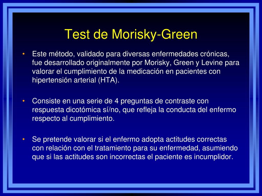 Medicamento para la hipertensión a escala morisky