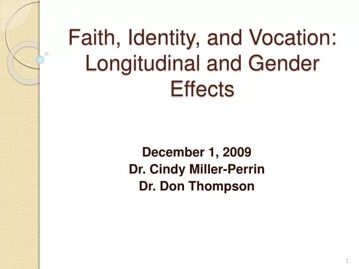 faith identity and vocation longitudinal and gender effects n.