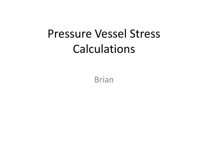 pressure vessel stress calculations n.