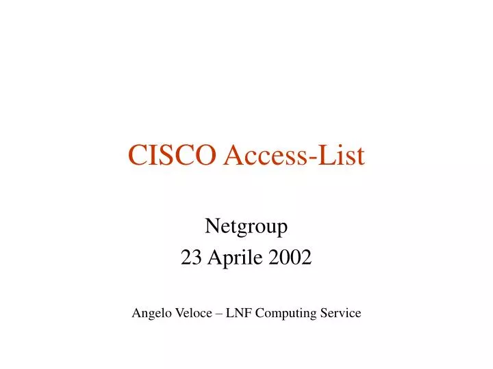 PPT CISCO AccessList PowerPoint Presentation, free download ID569898
