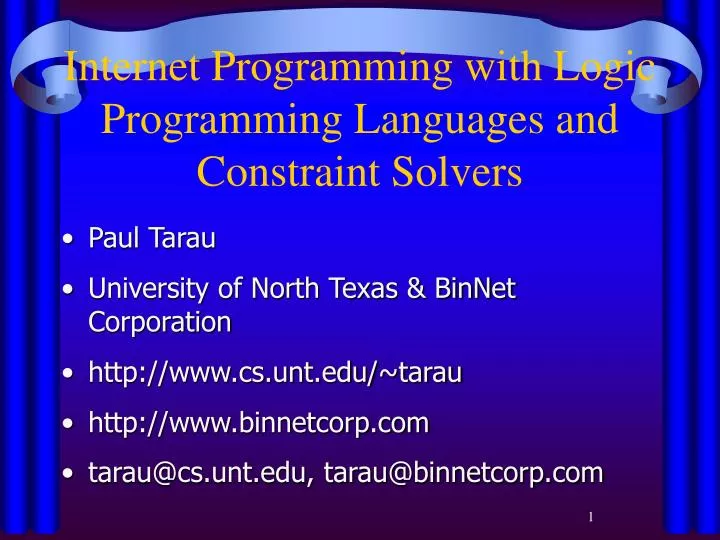 internet programming with logic programming languages and constraint solvers n.