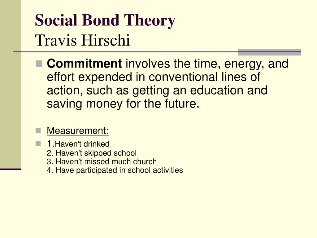 social bond hirschi control theory theories involvement powerpoint commitment ppt presentation travis conventional measurement illegal behavior haven leaves heavy activities