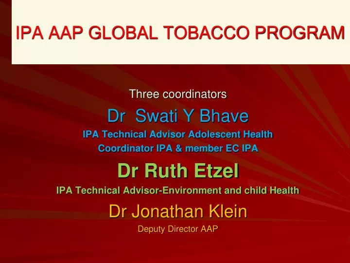 ipa aap global tobacco program n.