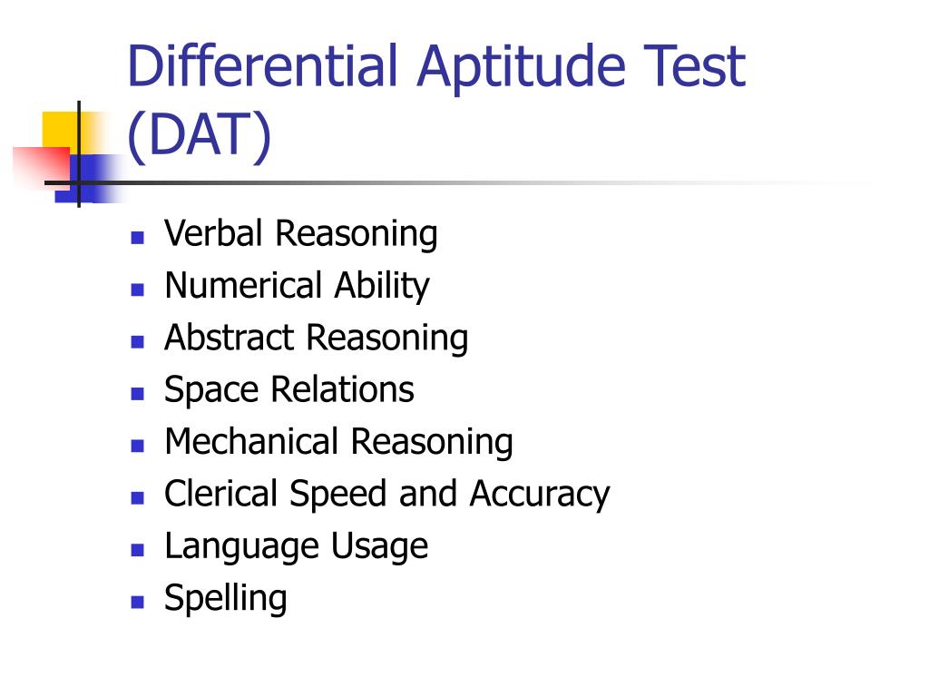Differential Aptitude Test In Psychology Ppt