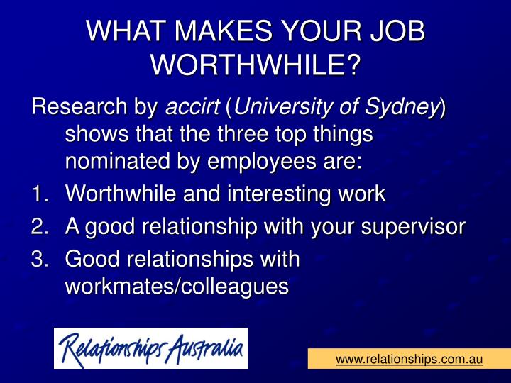 What Makes Your Job Worthwhile