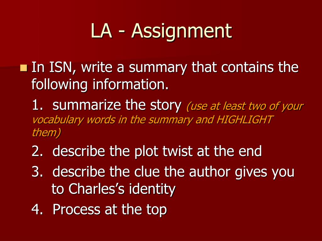 la assignment definition