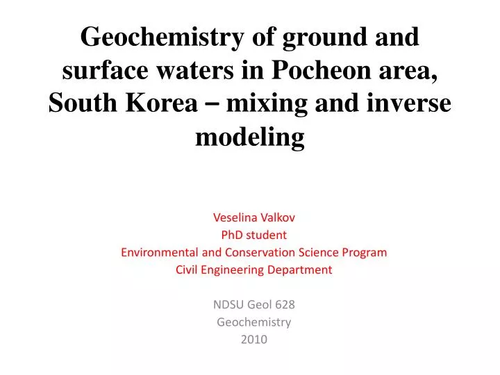 geochemistry of ground and surface waters in pocheon area south korea mixing and inverse modeling n.