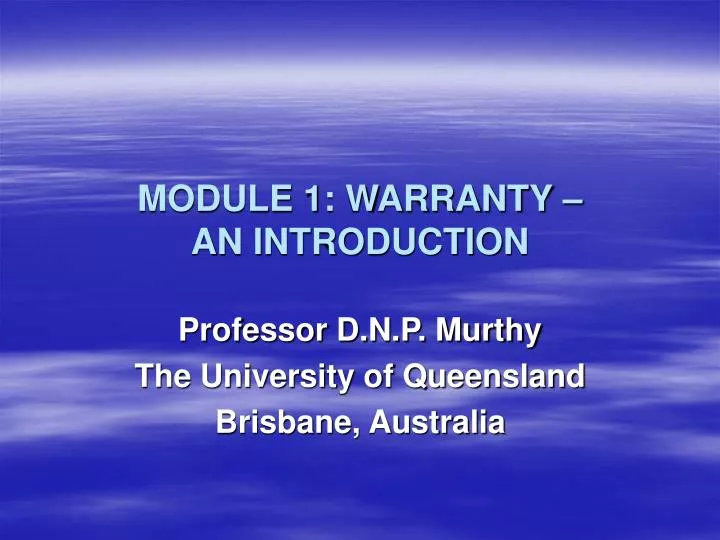 module 1 warranty an introduction n.