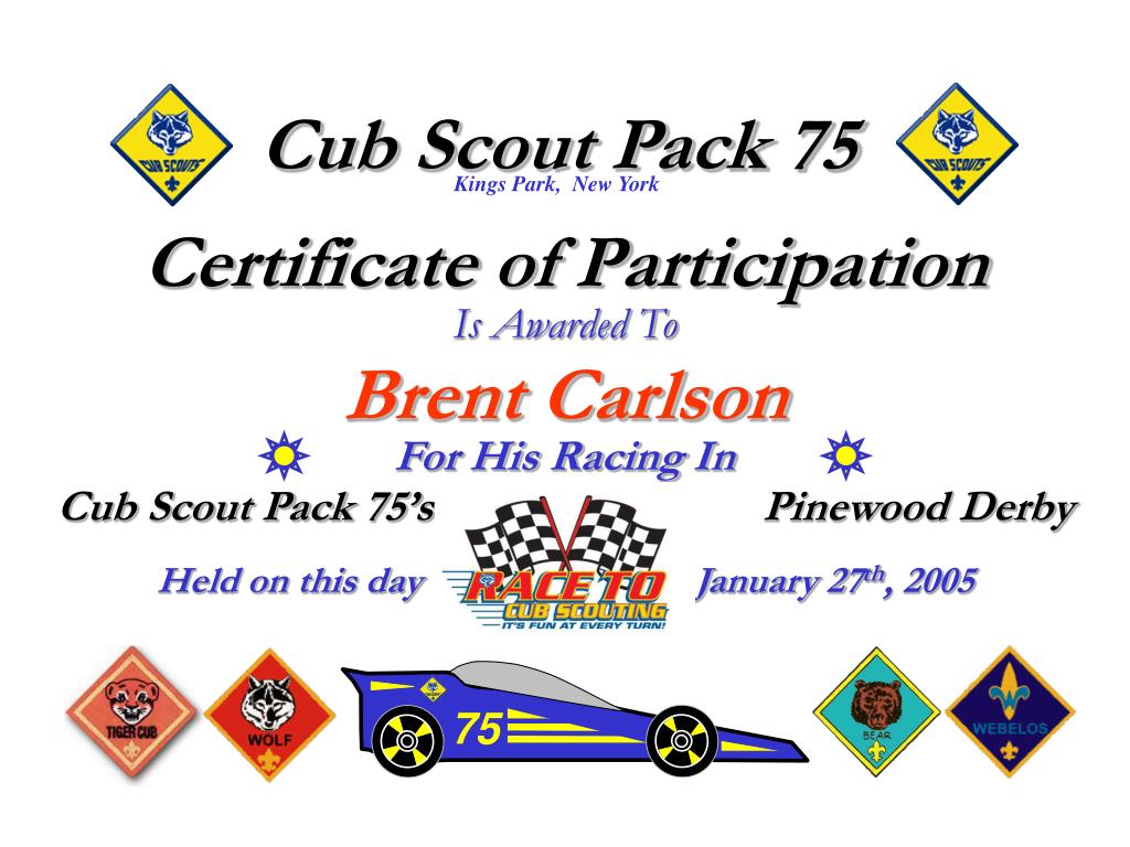 PPT - Certificate of Participation PowerPoint Presentation, free In Pinewood Derby Certificate Template