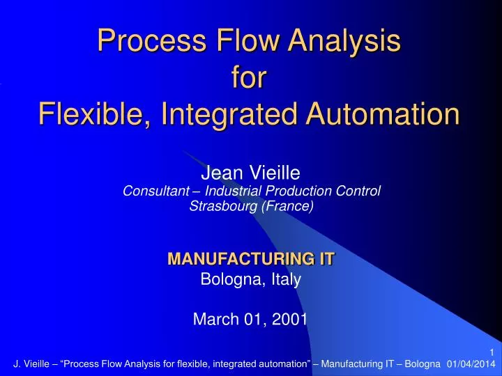 process flow analysis for flexible integrated automation n.