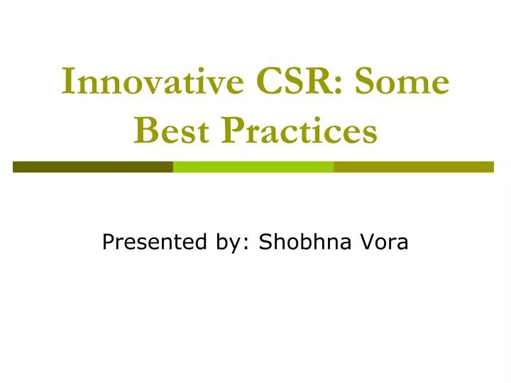 innovative csr some best practices n.