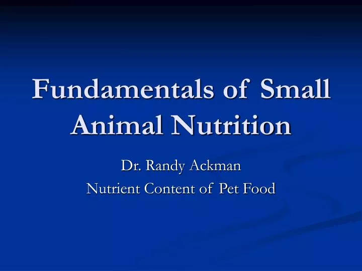 fundamentals of small animal nutrition n.