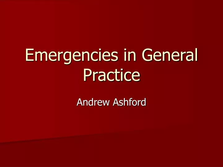 emergencies in general practice n.