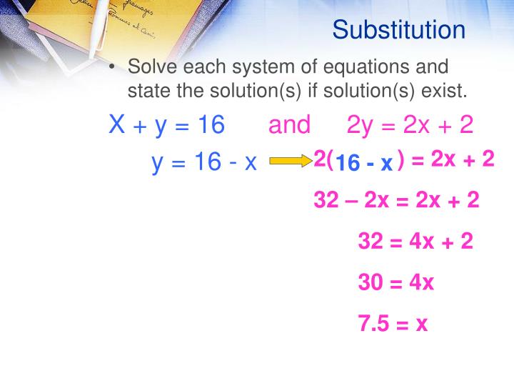 how to solve algebraic equations using substitution