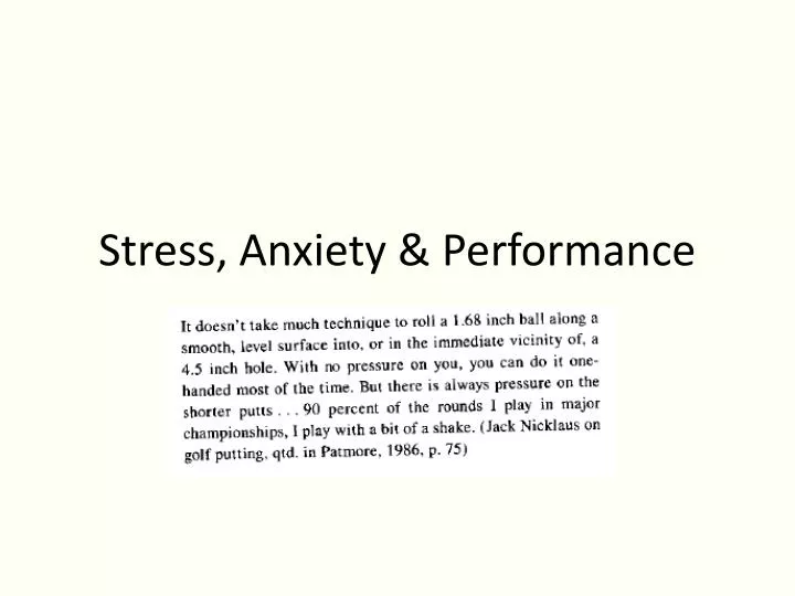 stress anxiety performance n.