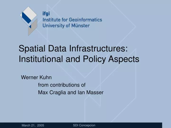 spatial data infrastructures institutional and policy aspects n.