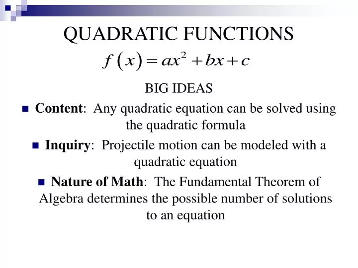 quadratic functions n.