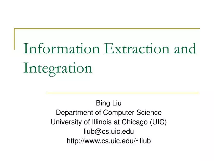 information extraction and integration n.