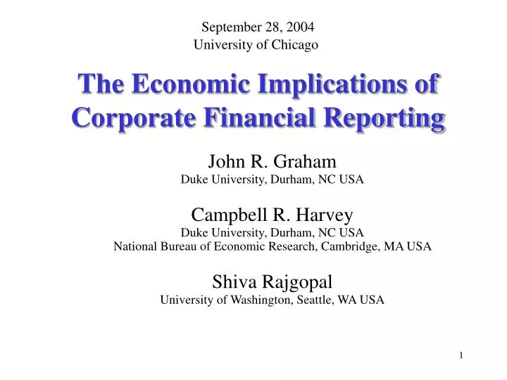 the economic implications of corporate financial reporting n.