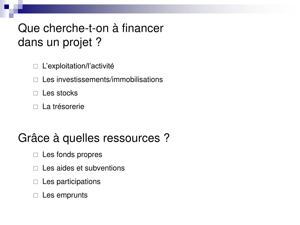 PPT - LE FINANCEMENT DES PROJETS PowerPoint Presentation, free download
